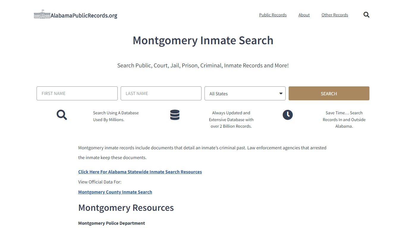 Montgomery Inmate Search - Current & Past Jail Records